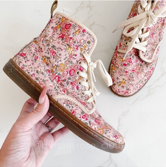 Dr. Martens Shoreditch pink floral hight tops - Picture 2 of 7